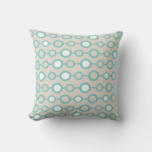 Coussin Cercles d'Aqua et de crème (Recto)