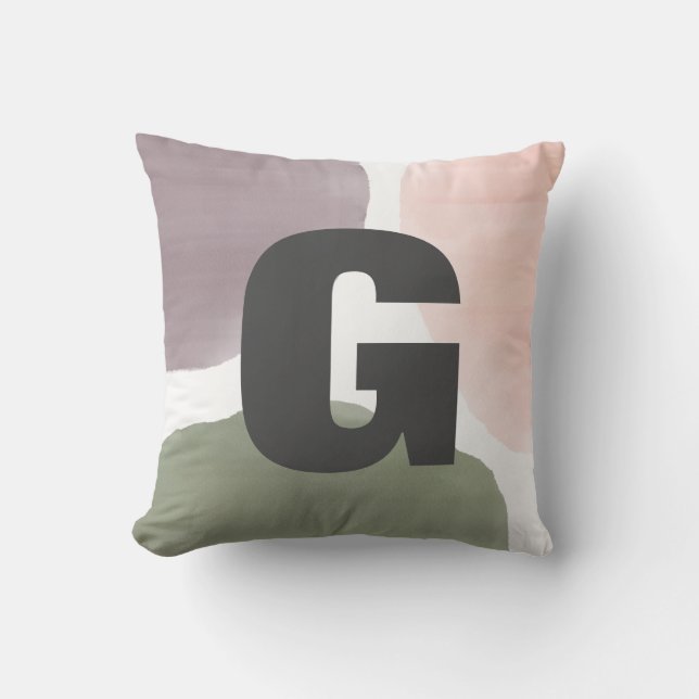 Coussin Cercles d'aquarelle moderne initiale personnalisée (Recto)