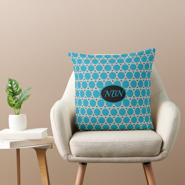 Coussin Cercles d'art pop turquoise Jeter l'oreiller (Créateur téléchargé)