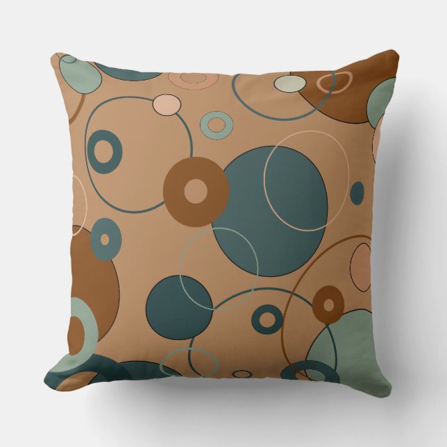 Coussin Cercles de rouille verte et d'argile (Recto)
