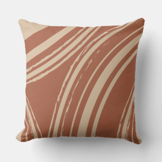 Coussin Cercles de vagues en terre cuite et beige