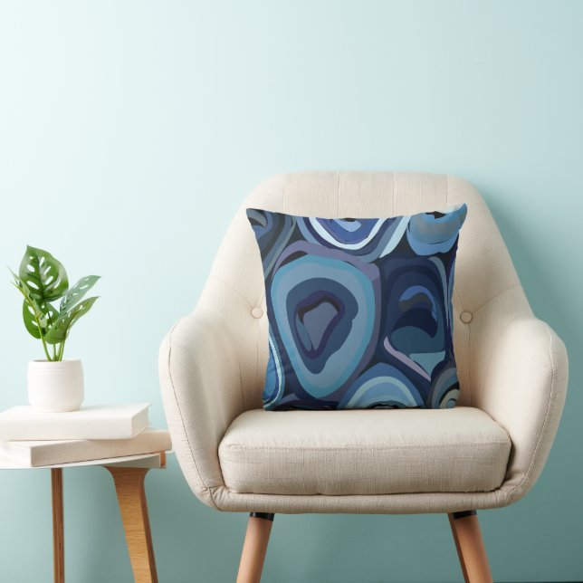 Coussin Cercles demi-bleus géométriques Abstraits (Chaise)