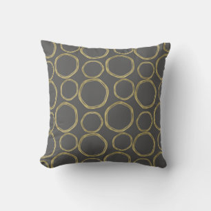 Coussin Cercles dorés et tendance moderne gris