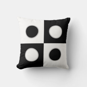 Coussin Cercles et Carrés Abstraits Élégants Noir et Blanc