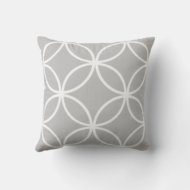 Coussin Cercles géométriques pétales diamants gris (Verso)