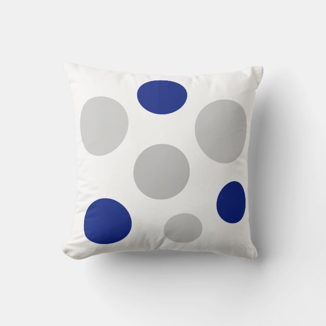 Coussin Cercles gris et bleu modernes sur blanc (Recto)