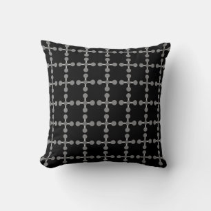 Coussin Cercles gris et carrés sur noir