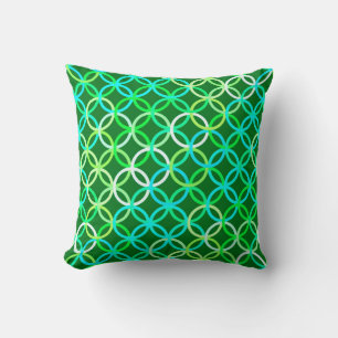 Coussin Cercles modernes du milieu du siècle, tons verts