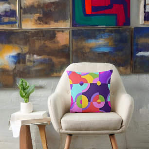 Coussin Cercles modernes gais en bleu rose et vert