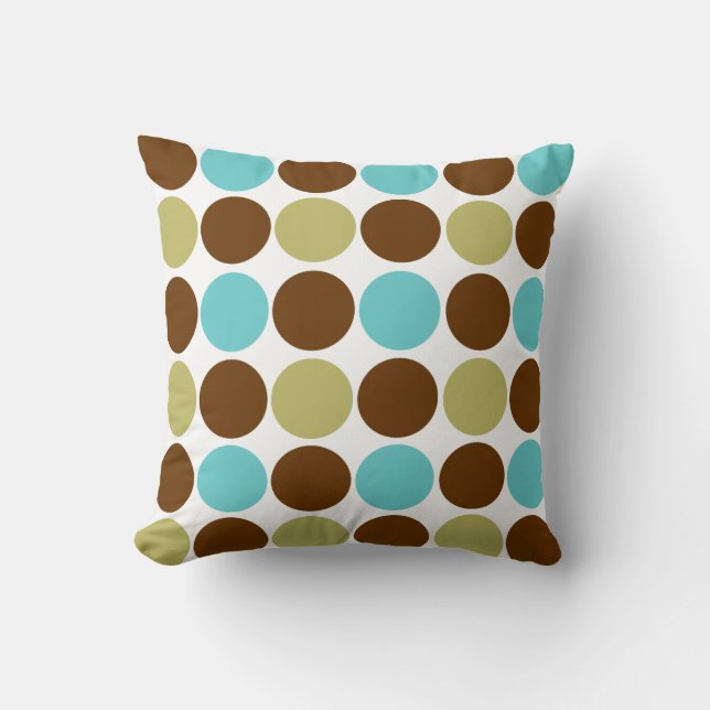 Coussin Cercles - olive bleue et motif équilibré brun (Recto)