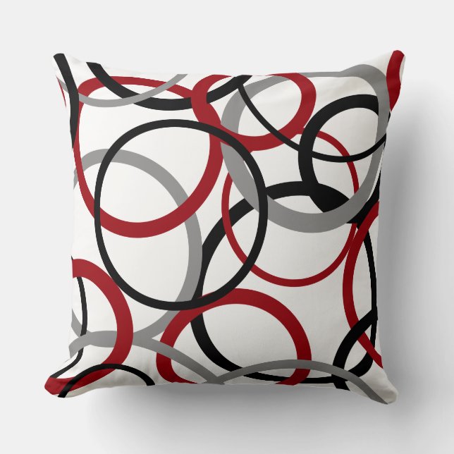 Coussin Cercles rouges, gris et noirs (Recto)