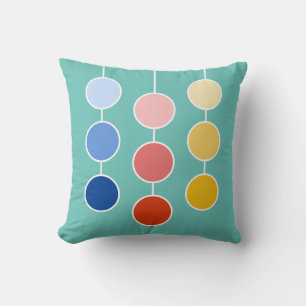 Coussin Cercles suspendus rouges bleus jaunes modernes sur