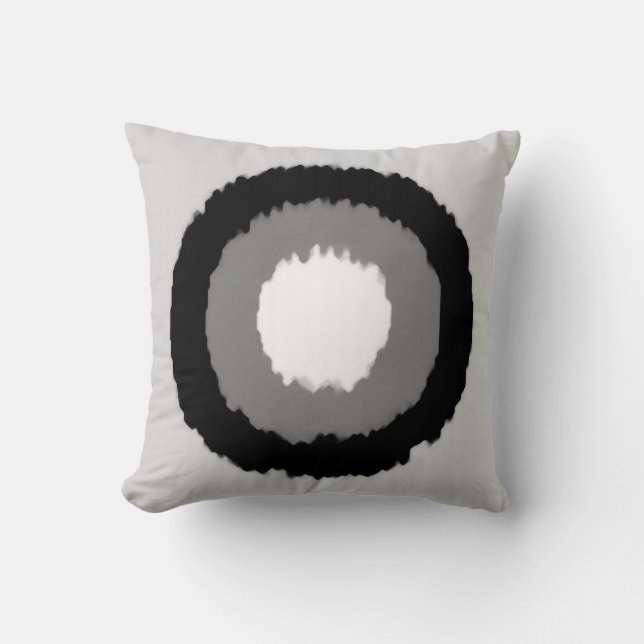 Coussin Cercles tribaux modernes de batik - nuances de gri (Recto)