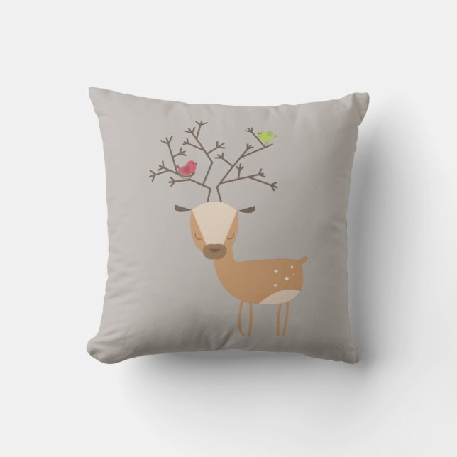 Coussin Cerf aux oiseaux (Recto)