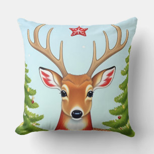 Coussin Cerf dans un paysage hivernal enchanté
