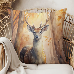 Coussin Cerf de la forêt automnale – Décoration d'automne 