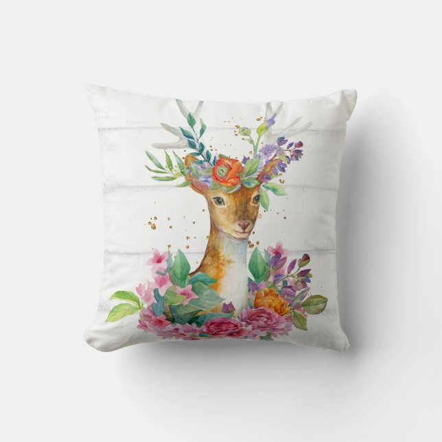 Coussin Cerf de la forêt rustique (Recto)