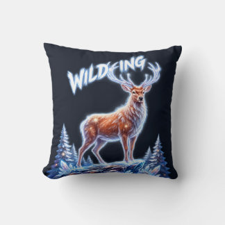 Coussin Cerf de Noël en Paysage Hivernal Enchanté