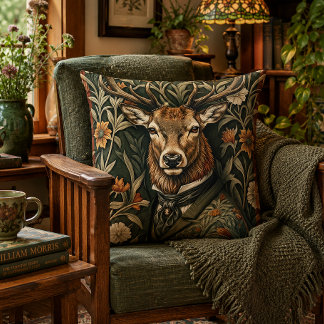 Coussin Cerf élégant victorien Gentleman de la forêt