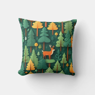 Coussin Cerf en bois (illustration de la nature et de la b