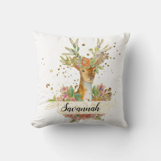 Coussin Cerf floral personnalisé