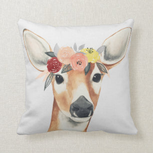 Coussin Cerf forestier de la Couronne de fleurs