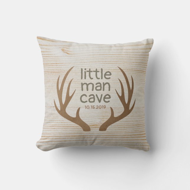 Coussin Cerf Rustique Petit Homme Cave Nursery (Recto)