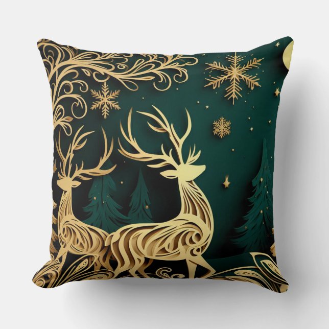 Coussin Cerfs baroques d'hiver (Recto)