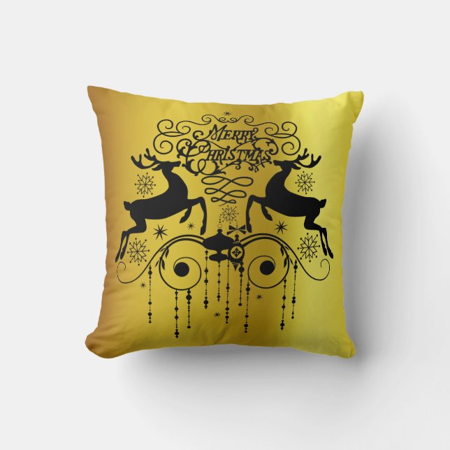 Coussin Cerfs de Noël Silhouettes noires Jeu d'oreiller (Recto)