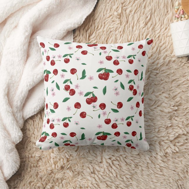 Coussin Cerises Rouges Botaniques Feuillage & Fleurs de Ce (Couverture)