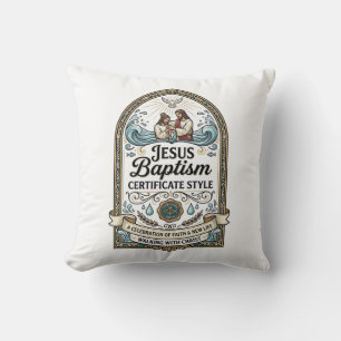 Coussin Certificat de baptême de Jésus Style Certificat de