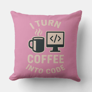 Coussin C'est drôle qu'il transforme le café en code