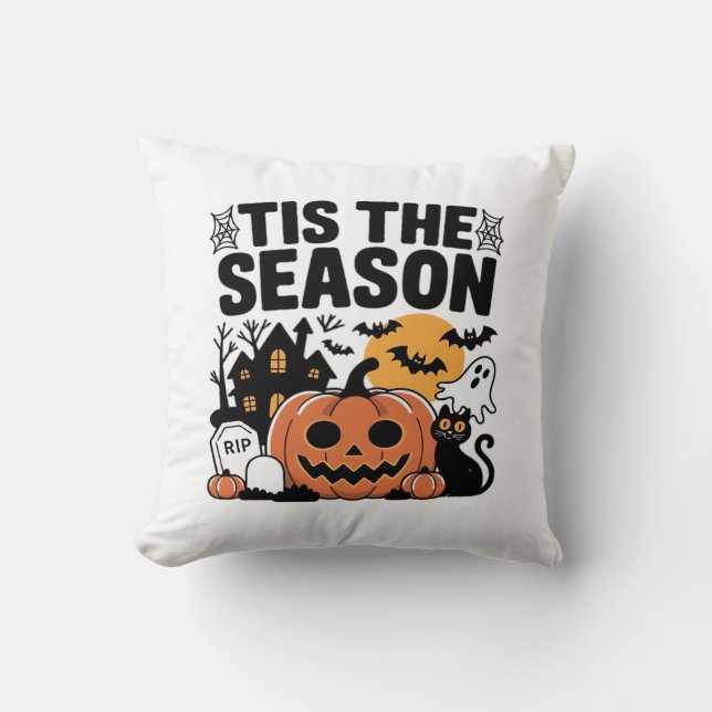 Coussin C'Est La Saison Citrouille Halloween Automne Drôle (Recto)