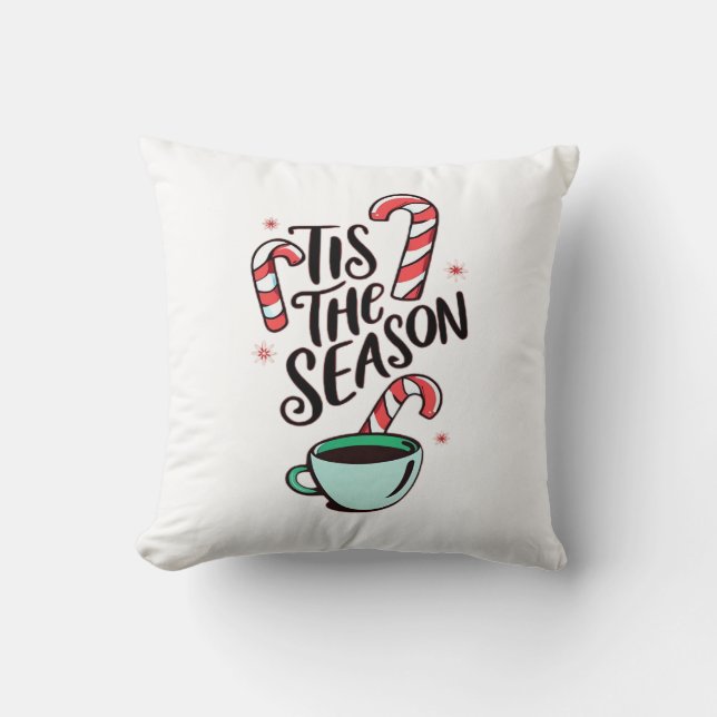 Coussin C'est la saison de Noël Chocolat chaud au poivre m (Recto)