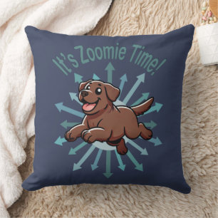 Coussin C'est le temps Zoomie Labrador chocolat