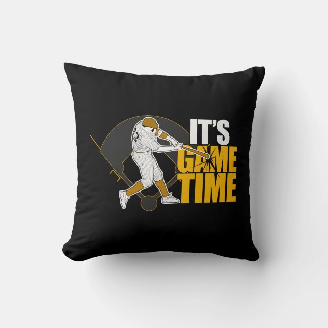Coussin C'est l'heure du jeu - Baseball (Recto)