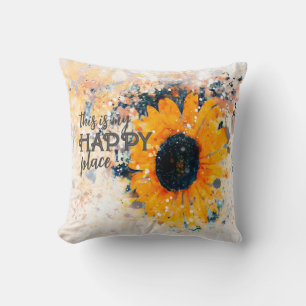 Coussin c'est ma couleur d'aquarelle de tournesol dans un