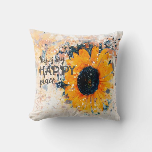 Coussin c'est ma couleur d'aquarelle de tournesol dans un  (Recto)