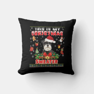 Coussin C'Est Mon Chandail De Noël Schnauzer Chien Moche M