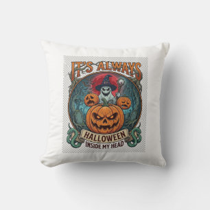 Coussin Cest Toujours Halloween Dans La Tête Citrouille Fa