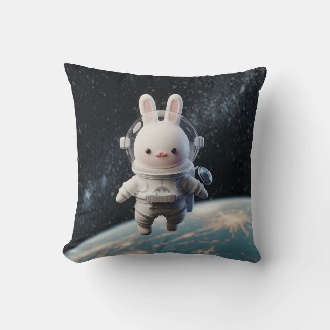 Coussin C'est un lapin qui vit dans l'espace. (Recto)