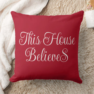 Coussin Cette Chambre Croit Typographie Script Rouge