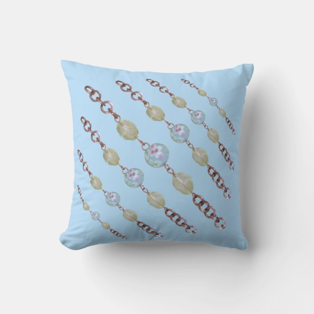 Coussin - Chaîne de cuivre et perles de verre (Recto)