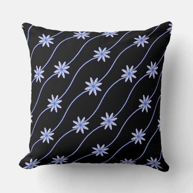 Coussin Chaîne de marguerite bleue Motif Floral Jeter Orei (Recto)
