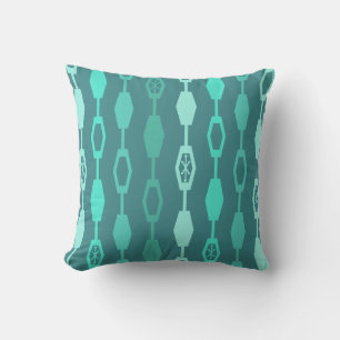 Coussin Chaînes modernes du milieu du siècle Turquoise