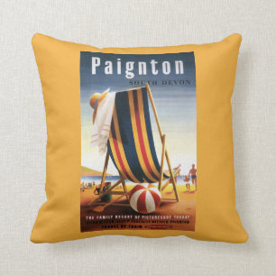 Coussin Chaise de plage de chemins de fer et affiche