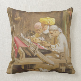 Coussin Châles de cachemire : Tissage, 1863 (chromolitho)