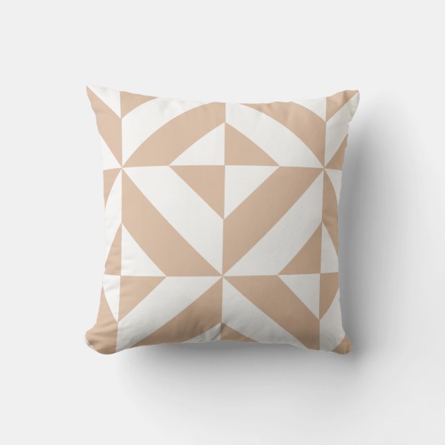 Coussin Chaleureux Beige Géométrique Motif (Recto)