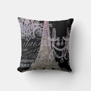 Coussin chalkboard scripts chandelier paris eiffel tower