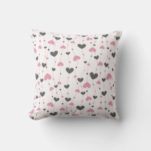 Coussin Chambre de filles de nurserie coeurs gris rose